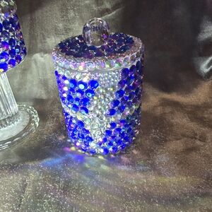 Blue and Silver Rhinestone Candle Holder